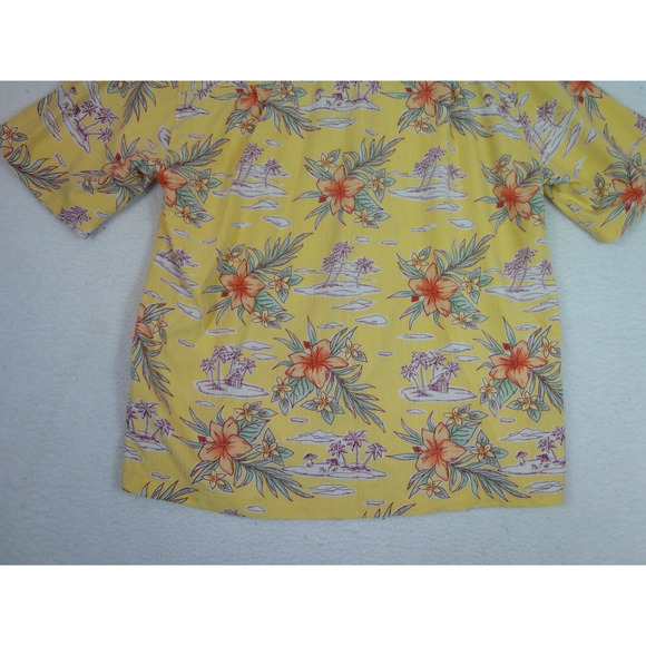 Joe Marlin Yellow Hawaiian Button‎ Up Pocket Shirt Size XXL Floral Short Sleeve - Picture 7 of 8